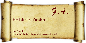 Fridrik Andor névjegykártya